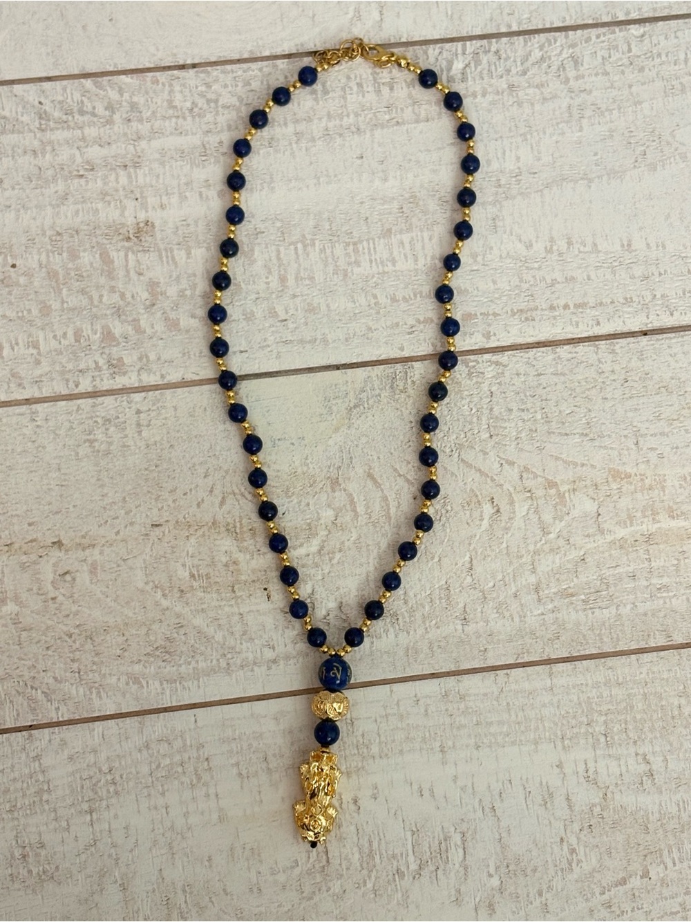 🌟 Feng Shui Lapis Lazuli & Gold Pixiu Wealth Necklace 🌟